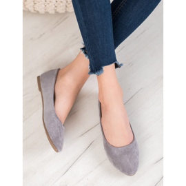 Balerini VINCEZA din piele de căprioară clasică gri 1