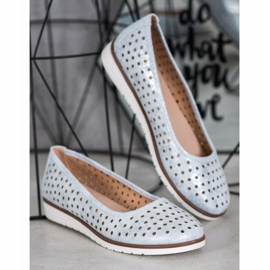 Kylie Ballerine ajurate cu sclipici albastru gri 1