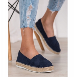 Small Swan Espadrile din piele intoarsa albastru marin 1