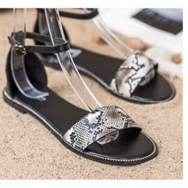 Goodin Sandale plate cu imprimeu șarpe negru 1