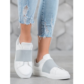 SHELOVET Pantofi alunecați cu bandă elastică alb gri 1 SHELOVET Pantofi alunecați cu bandă elastică alb gri 1