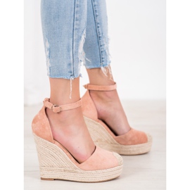 SHELOVET Espadrile elegante pe pană roz 1