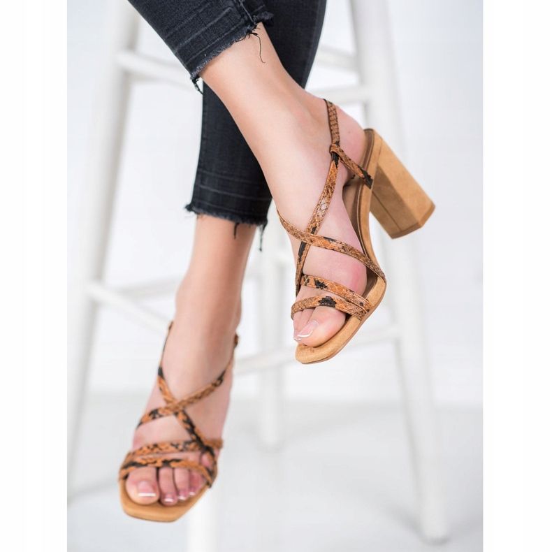 Kylie Sandale cu imprimeu șarpe maro 2