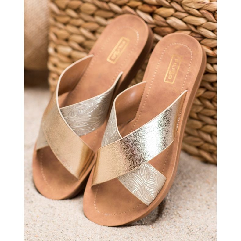 Filippo Papuci din piele ecologică strălucitoare de aur 1