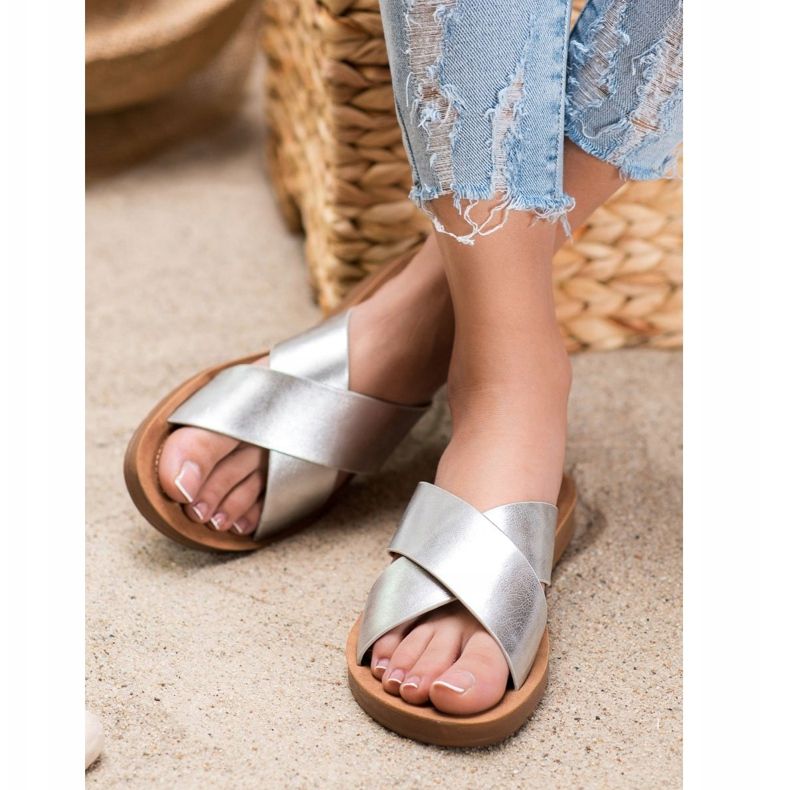 Filippo Papuci din piele ecologică strălucitoare gri 2