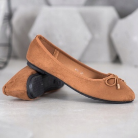 Clowse Balerini din piele de căprioară maro 1