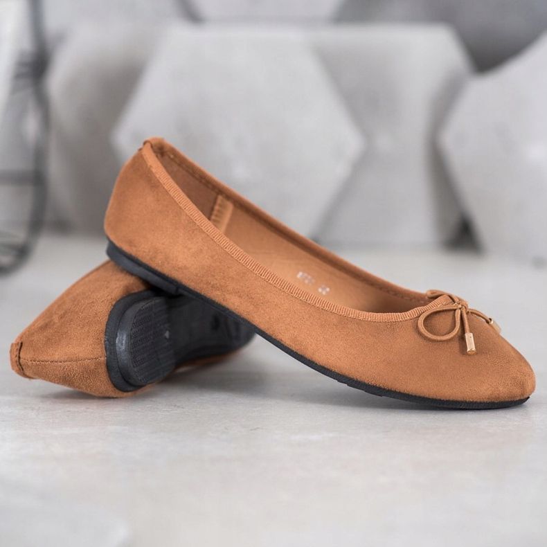 Clowse Balerini din piele de căprioară maro 1