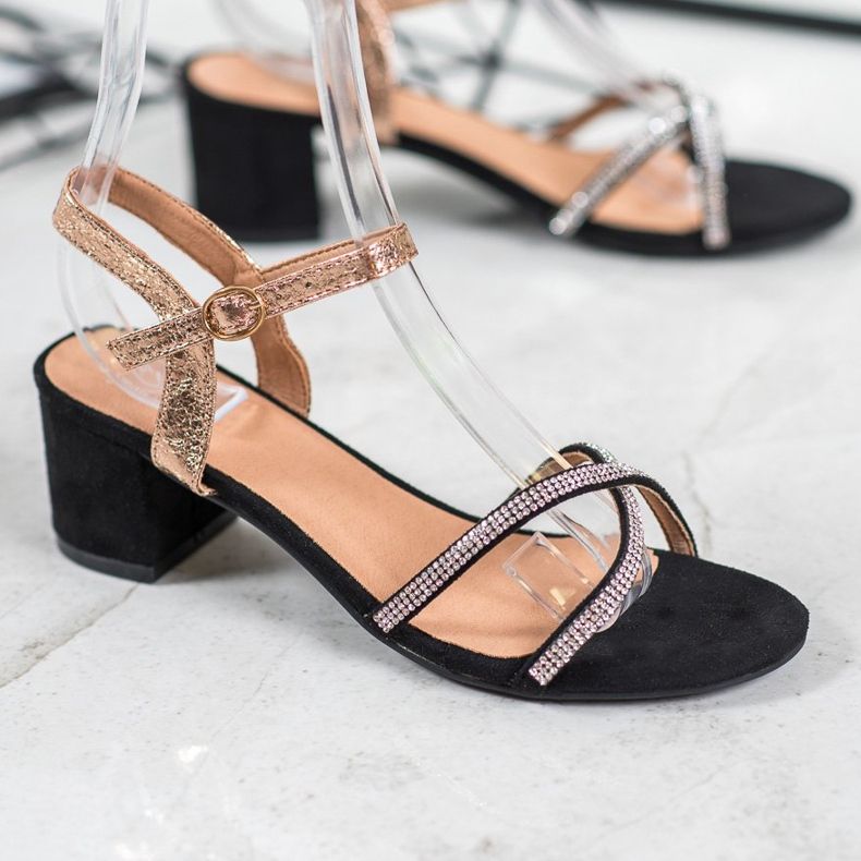 Small Swan Sandale Pe O Bară Cu Zirconiu Cubic negru galben 1