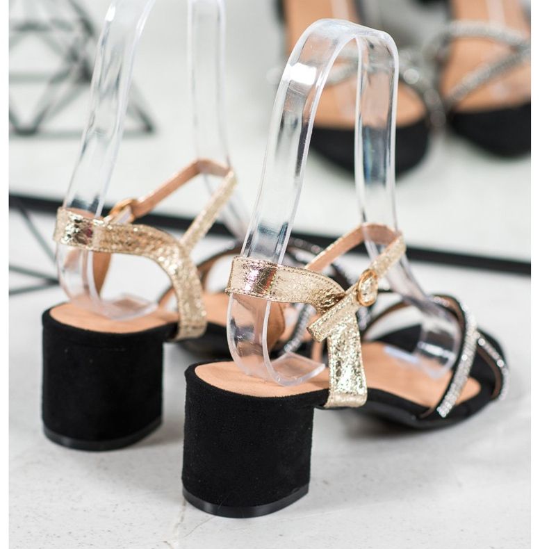 Small Swan Sandale Pe O Bară Cu Zirconiu Cubic negru galben 1