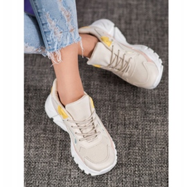 SHELOVET Adidași eleganți pe platformă bej roz galben 1
