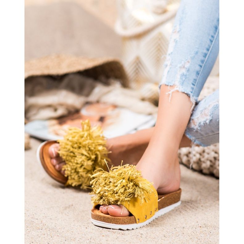 SHELOVET Papuci galbeni eleganti 1