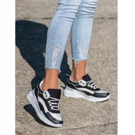 SHELOVET Adidași cu șiret elegant alb negru 2