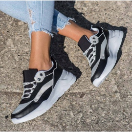 SHELOVET Adidași cu șiret elegant alb negru 4