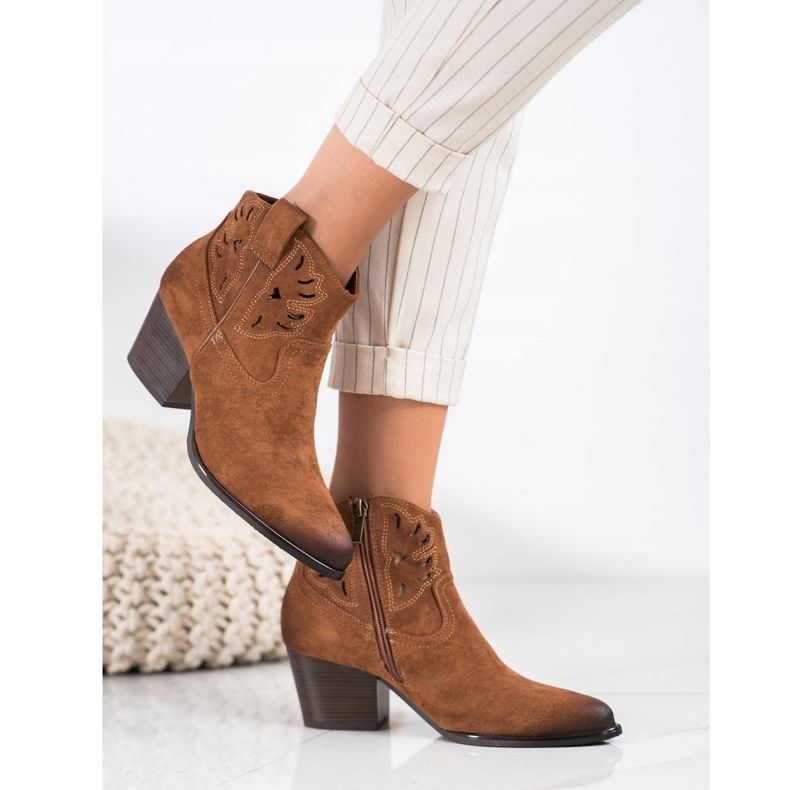 Cizme de cowboy ajurate VINCEZA maro 1