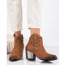 Cizme de cowboy ajurate VINCEZA maro 2