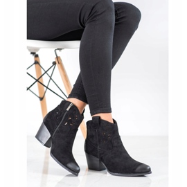 Cizme de cowboy ajurate VINCEZA negru 1