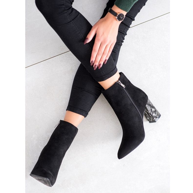 Goodin Cizme cu toc cu imprimeu șarpe negru 1 Goodin Cizme cu toc cu imprimeu șarpe negru 1