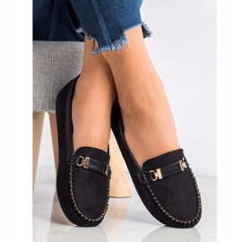 Fama Mocasini din piele de căprioară negru 1