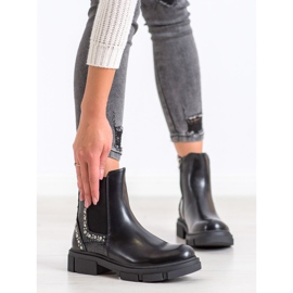 Yes Mile Cizme negre cu zirconiu cubic negru 2 Yes Mile Cizme negre cu zirconiu cubic negru 2