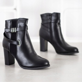 Queen Vivi Cizme cu dungi decorative negru 1