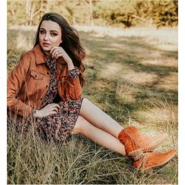 Cm Paris Cizme de cowboy din piele de căprioară maro 2 Cm Paris Cizme de cowboy din piele de căprioară maro 2