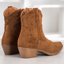 Ideal Shoes Cizme de cowboy cu piele de căprioară maro 1