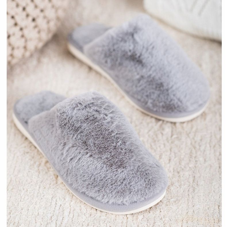 Bona Papuci de blană gri 1