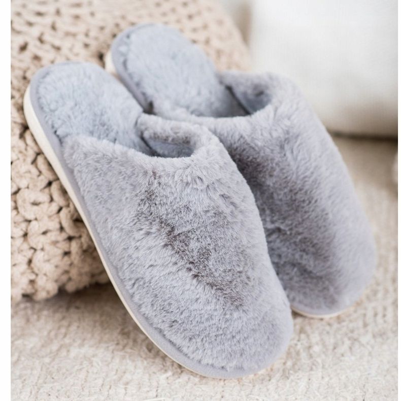 Bona Papuci de blană gri 2