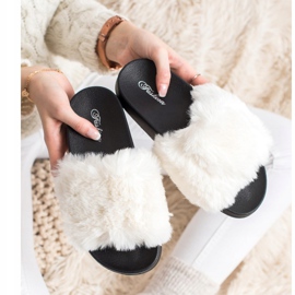 Bona Flip-flops la modă cu blană alb 2