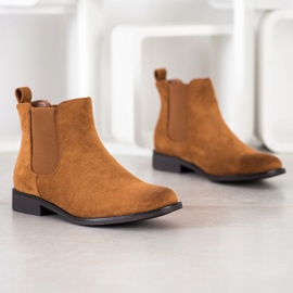 Ideal Shoes Cizme Chelsea din piele de căprioară maro 1