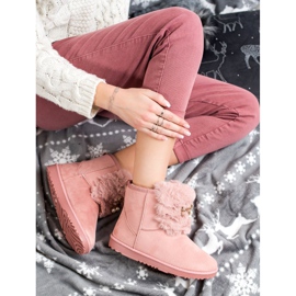 Queentina Mukluki cald cu ornament roz 1