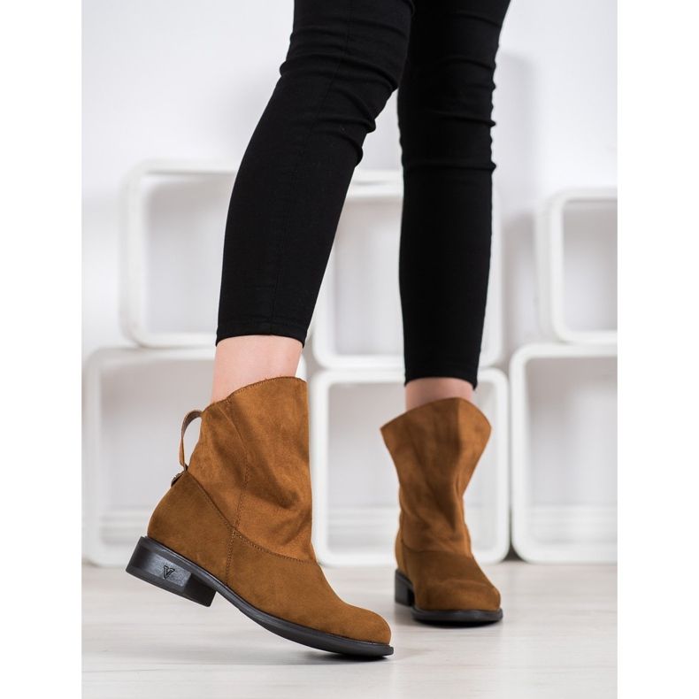 Weide Cizme cu partea superioară largă maro galben 1