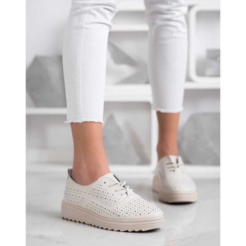 Goodin Încălțăminte din piele ajurată bej 2