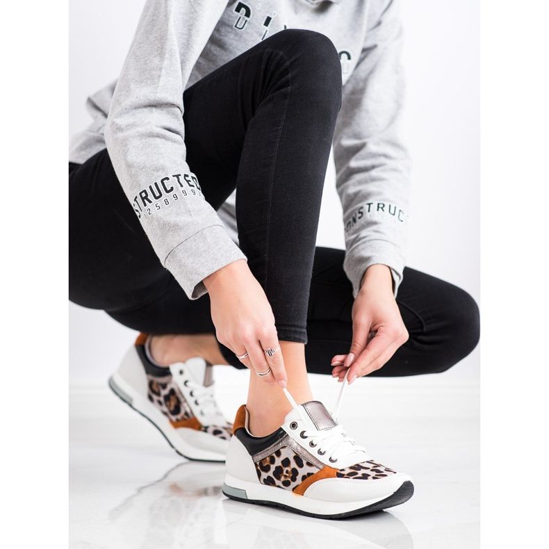 Kylie Adidași la modă bej alb maro portocale de aur 1