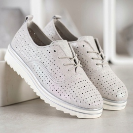 Goodin Încălțăminte din piele ajurată bej 2