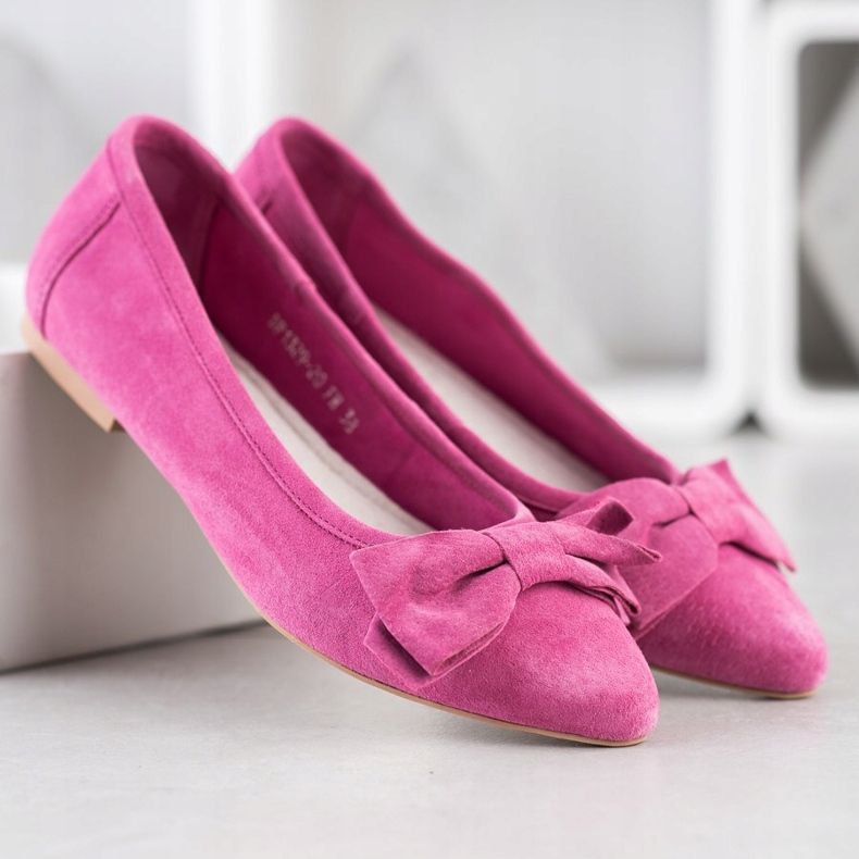 Filippo Balerină din piele cu arc roz 1 Filippo Balerină din piele cu arc roz 1