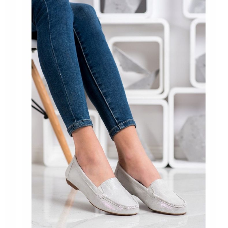 Filippo Mocasini din piele strălucitoare argint 1