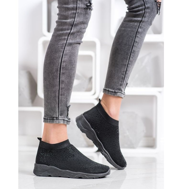 Goodin Sliponi negri cu cristale negru 1 Goodin Sliponi negri cu cristale negru 1