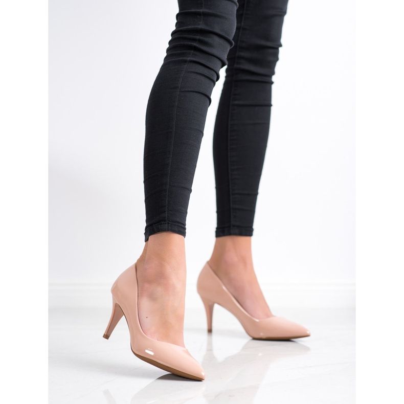 Goodin Pompe clasice lăcuite bej roz 1