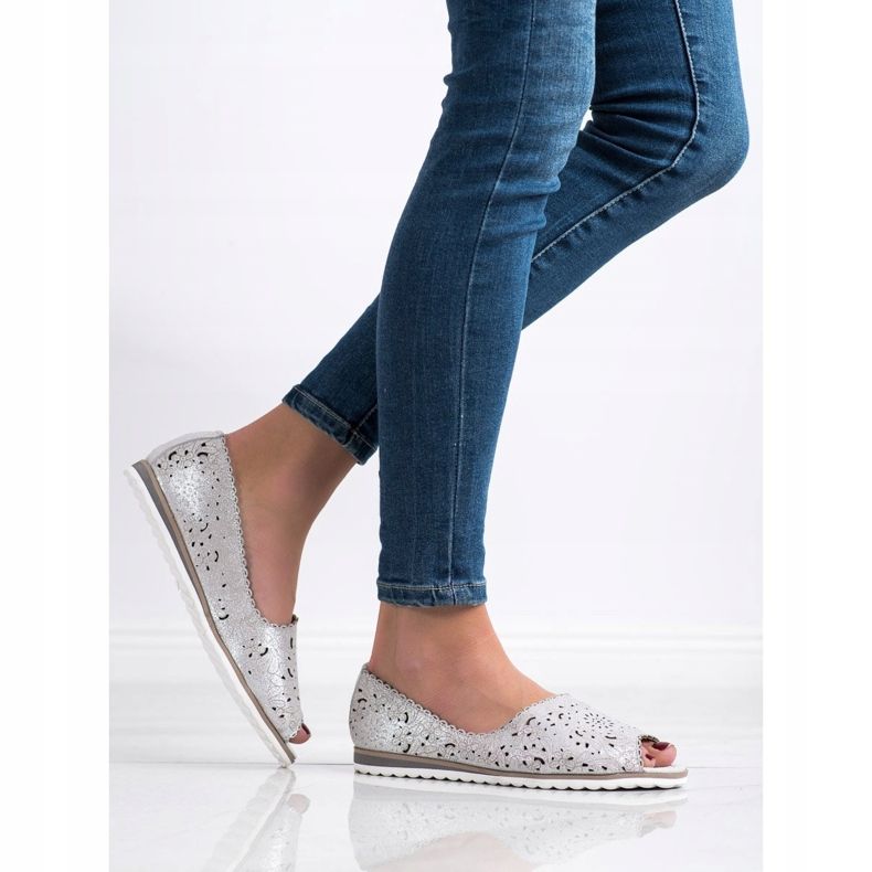 Balerini VINCEZA din piele argint gri 1