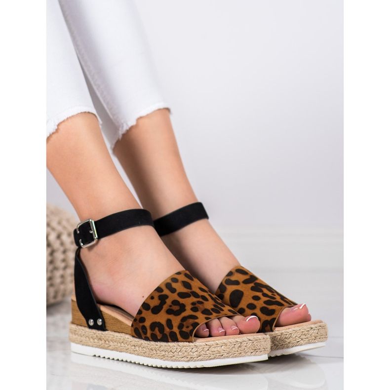 Kylie Sandale cu toc leopard maro negru 1