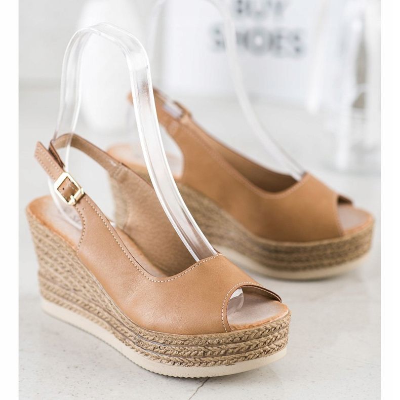 Sabatina Sandale ușoare cu pană maro 1