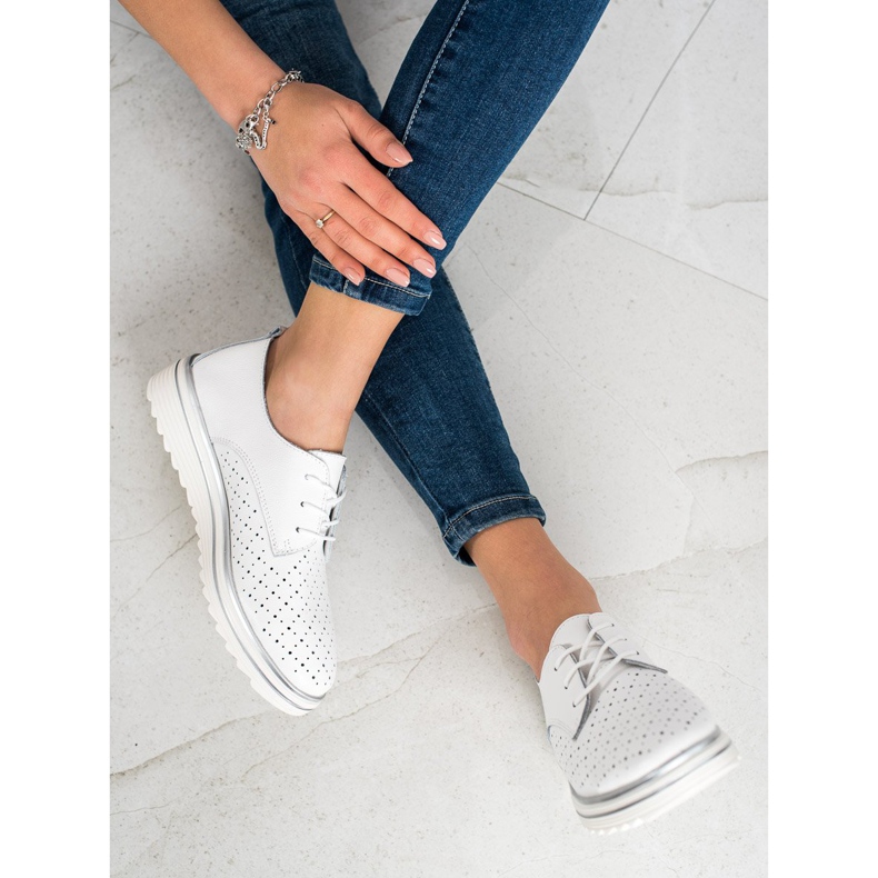 Kylie Pantofi din piele pe platformă alb 2