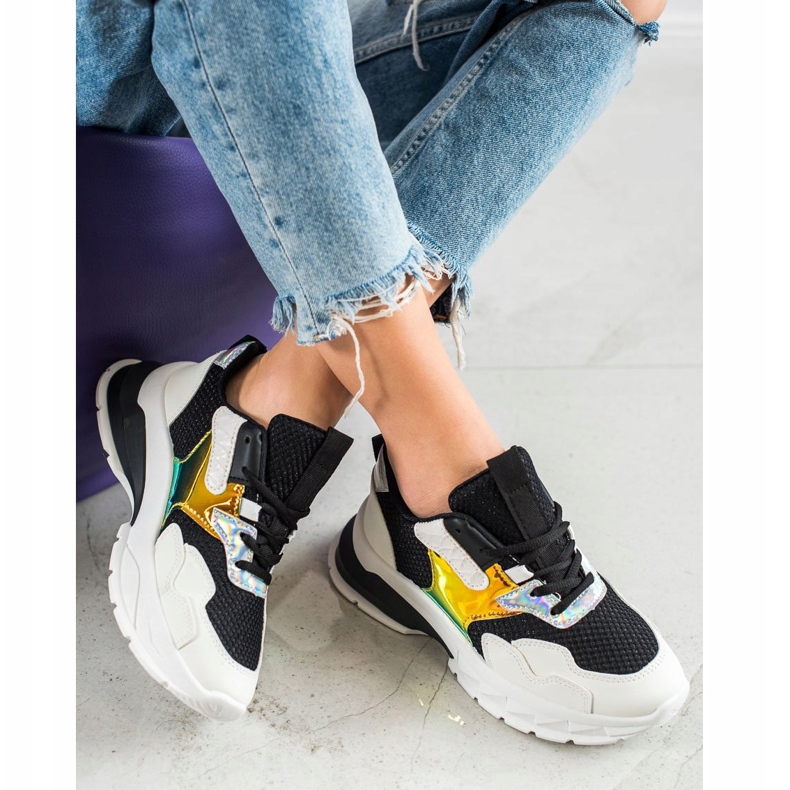 SHELOVET Adidași la modă alb negru multicolor 1