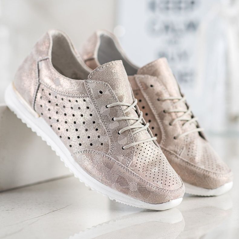 Kylie Încălțăminte din piele ajurată maro de aur 1