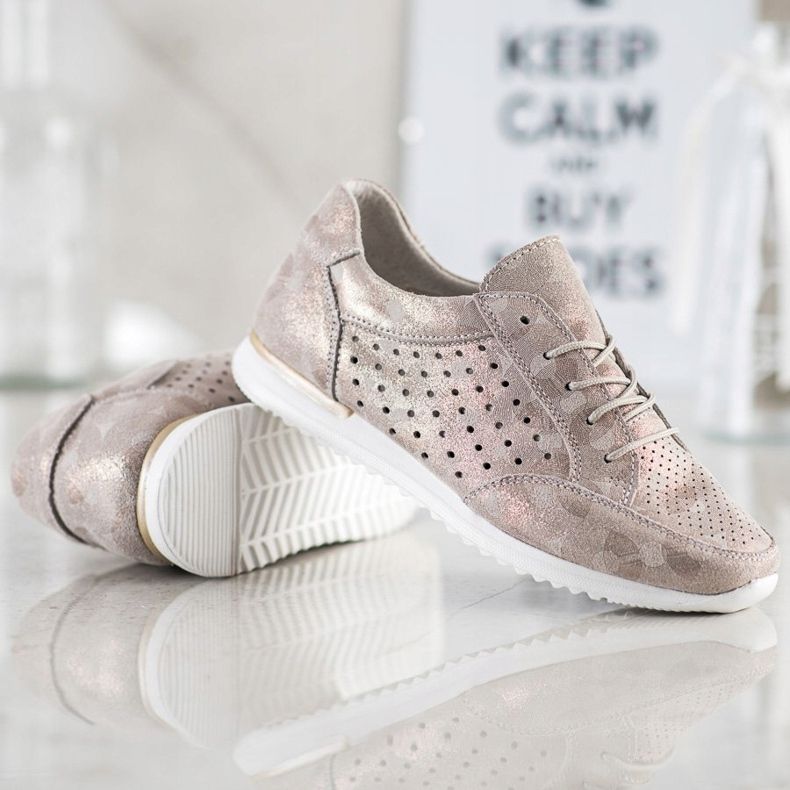 Kylie Încălțăminte din piele ajurată maro de aur 2