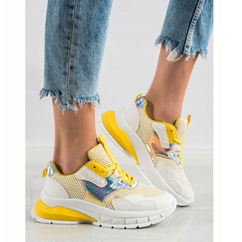 SHELOVET Adidași la modă alb multicolor galben 2