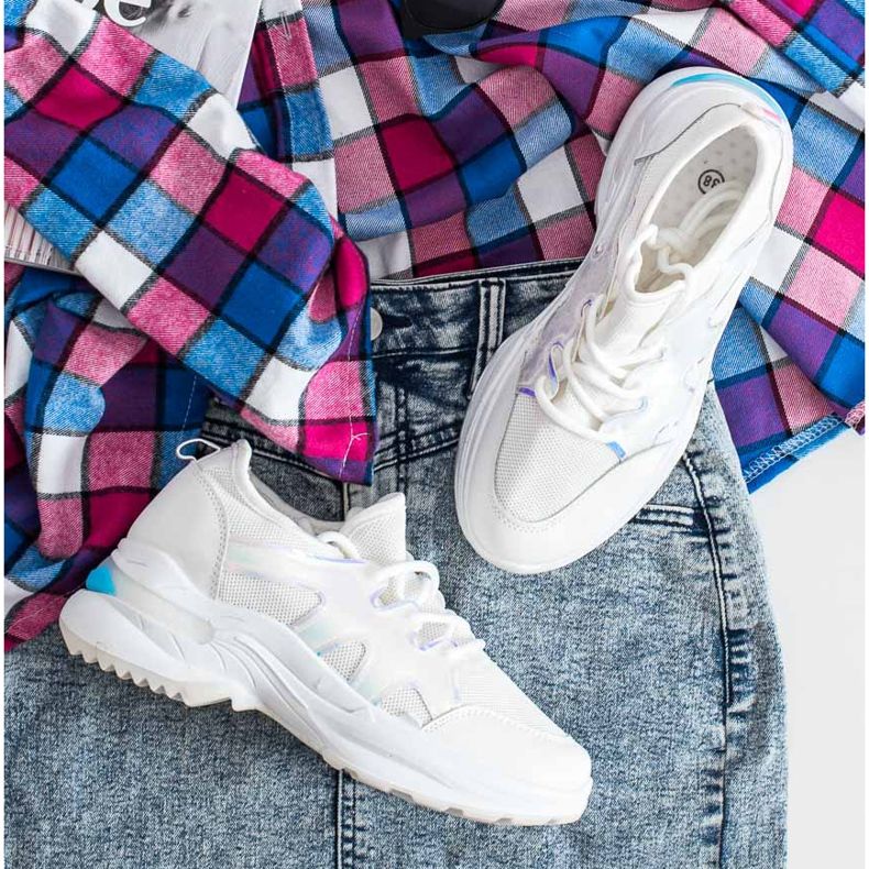 SHELOVET Adidași de primăvară cu efect Holo alb 1