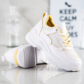 SHELOVET Adidași albi confortabili galben 1
