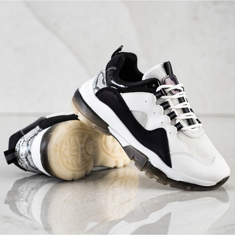 Ideal Shoes Adidași pe platforma neagră alb 2